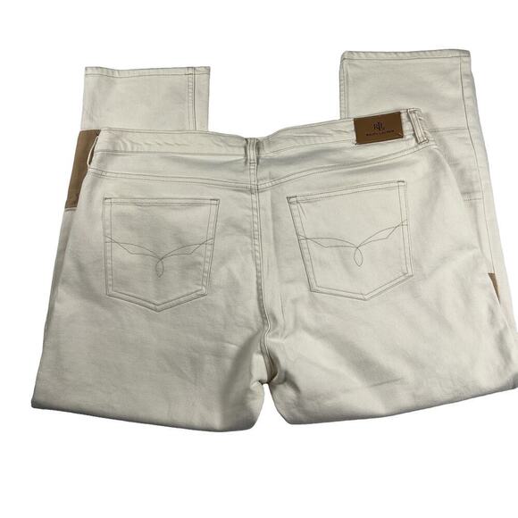 Lauren Ralph Lauren Women's Patchwork Relaxed Tapered Ankle Jeans Cream Size 16 - Picture 6 of 15